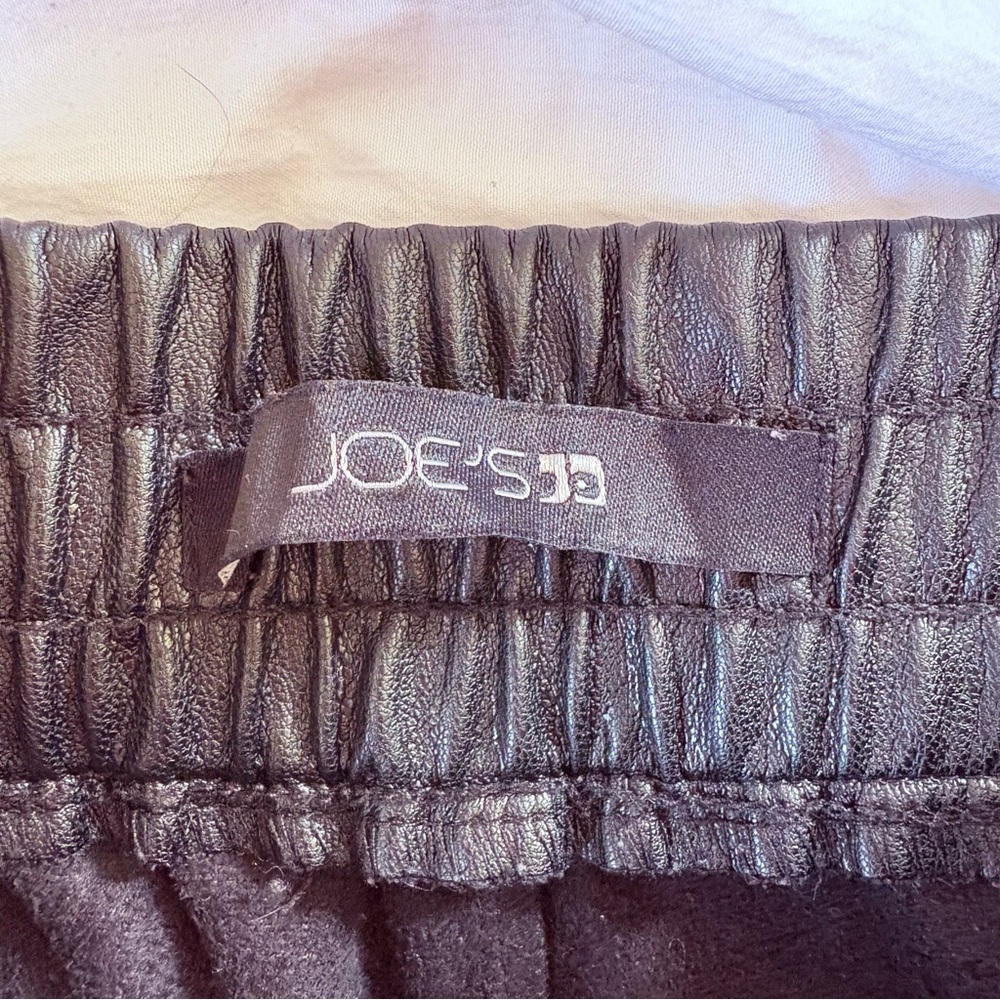 Joe’s Vegan Faux Leather High Rise Joggers Black S Smoked Pants Grunge - Picture 6 of 11